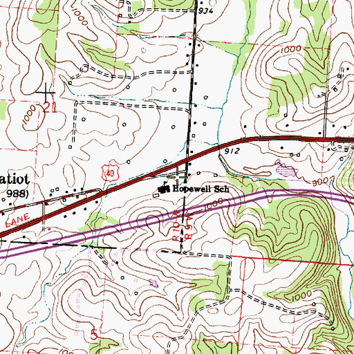 Topographic Map of Hopewell Elementary School, OH