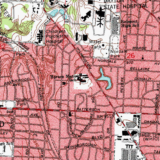 Topographic Map of Horace Mann Montessori School, OH