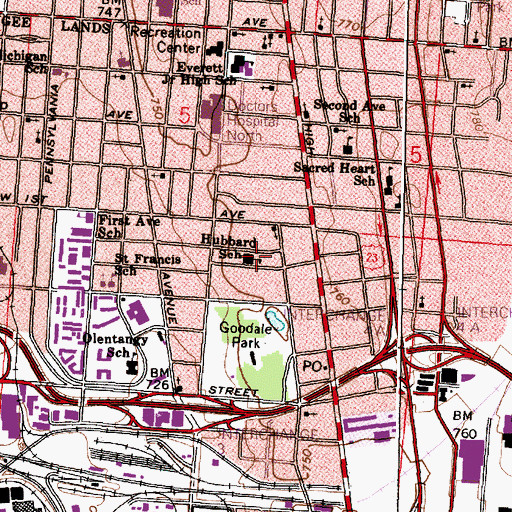 Topographic Map of Hubbard Elementary School, OH