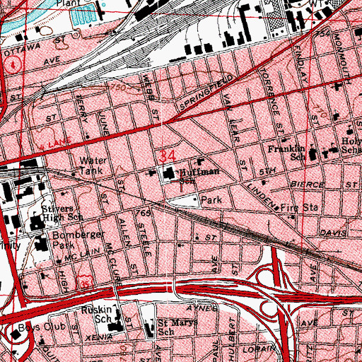 Topographic Map of Huffman Elementary School, OH