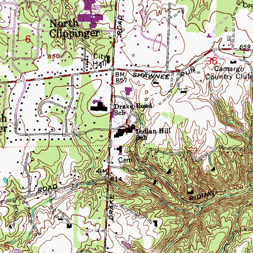 Topographic Map of Indian Hill Elementary School, OH