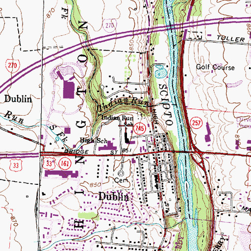Topographic Map of Indian Run Elementary School, OH