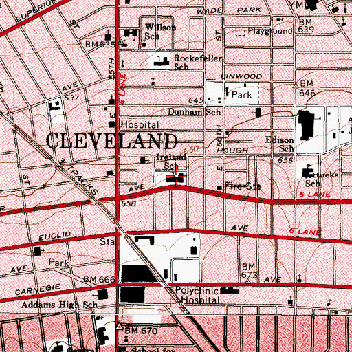 Topographic Map of Margaret A Ireland Elementary School, OH