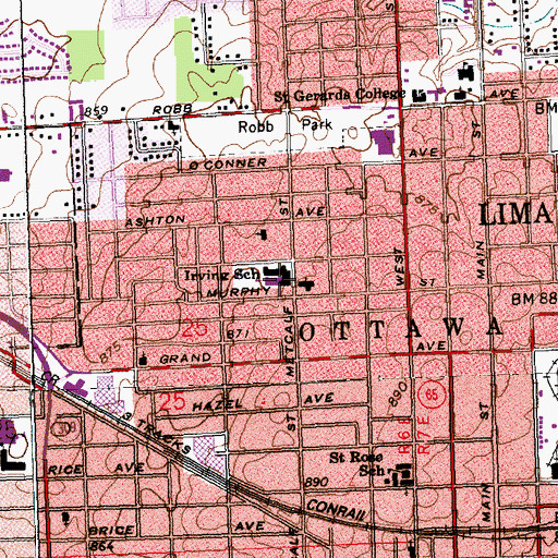 Topographic Map of Irving Elementary School, OH