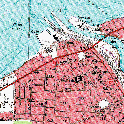 Topographic Map of Irving Elementary School, OH