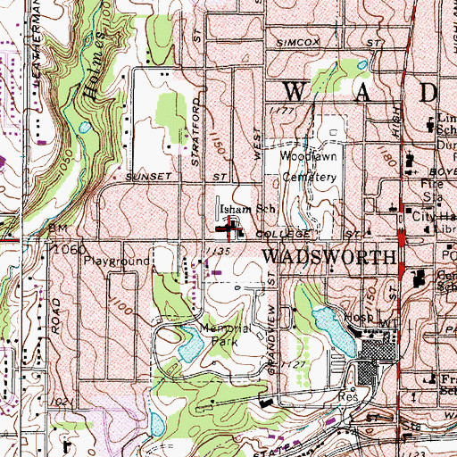 Topographic Map of Isham Memorial Elementary School, OH