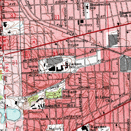 Topographic Map of Jackson Elementary School (historical), OH
