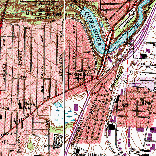 Topographic Map of Jackson Elementary School, OH