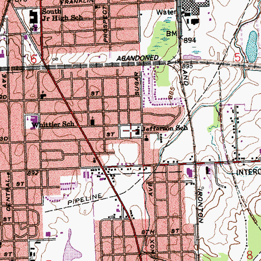 Topographic Map of Jefferson Elementary School, OH