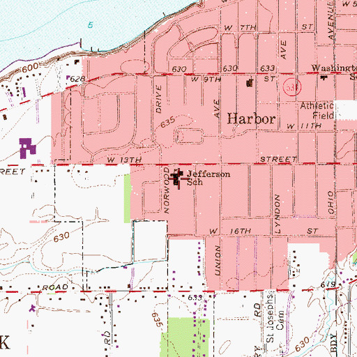 Topographic Map of Thomas Jefferson Elementary School, OH