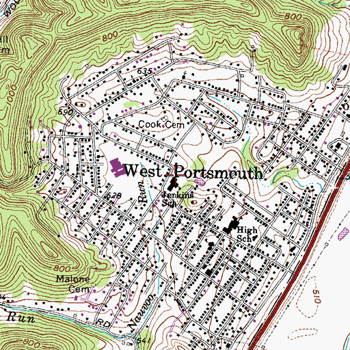 Topographic Map of Jenkins Elementary School, OH