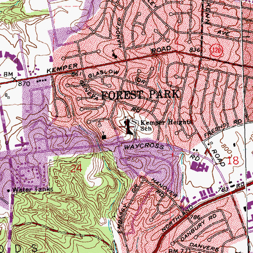 Topographic Map of Kemper Heights Elementary School, OH