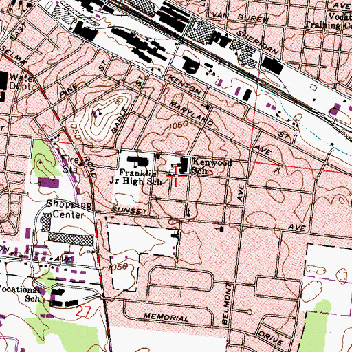 Topographic Map of Kenwood Heights Elementary School, OH