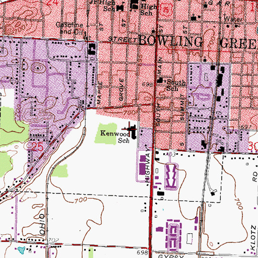 Topographic Map of Kenwood Elementary School, OH
