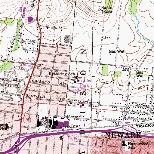 Topographic Map of Kettering Elementary School, OH