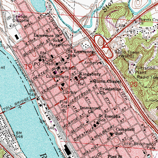Topographic Map of Kingsbury Elementary School, OH