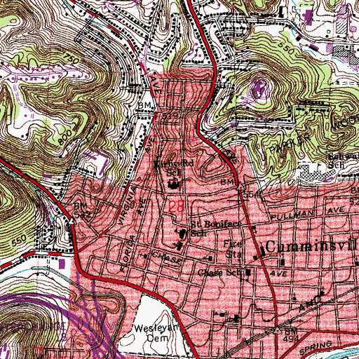 Topographic Map of Kirby Road Elementary School, OH