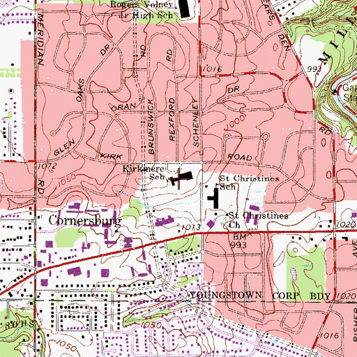Topographic Map of Kirkmere Elementary School, OH