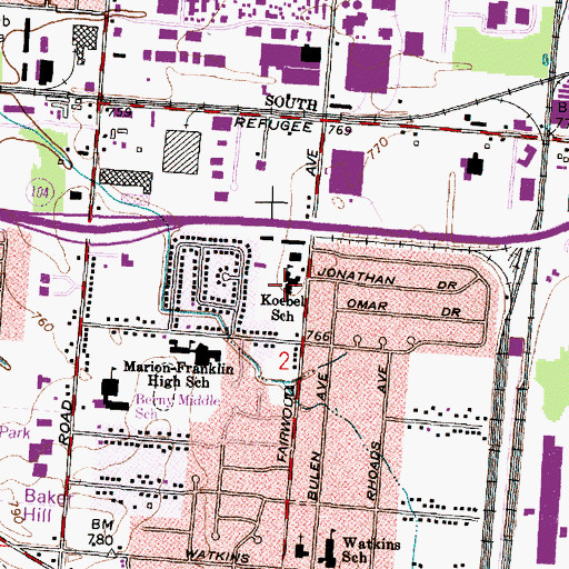 Topographic Map of Koebel Elementary School (historical), OH