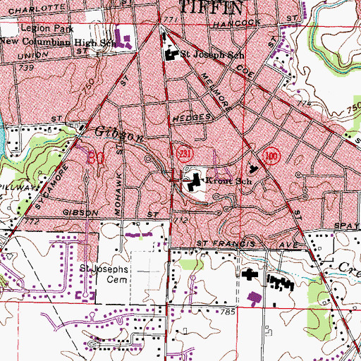 Topographic Map of Krout Elementary School, OH