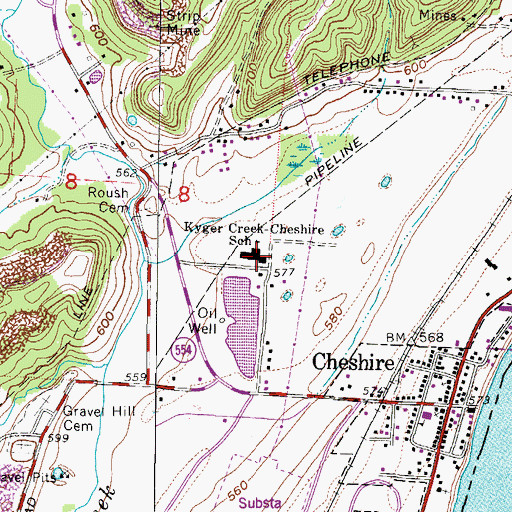 Topographic Map of Cheshire-Kyger Elementary School, OH