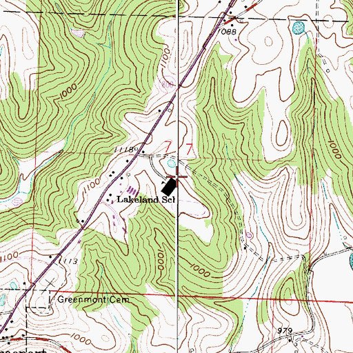 Topographic Map of Lakeland High School, OH
