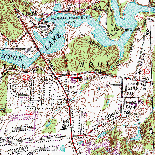 Topographic Map of Lakeside Elementary School, OH