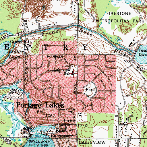 Topographic Map of Lakeview Elementary School, OH