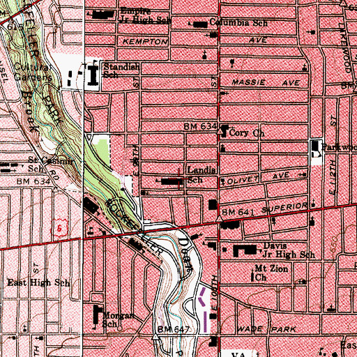 Topographic Map of Joseph F Landis Elementary School, OH