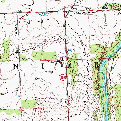 Topographic Map of Lanier Elementary School (historical), OH