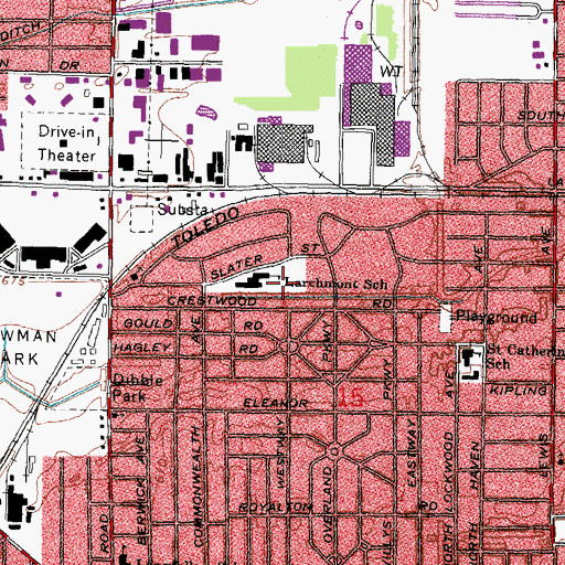 Topographic Map of Larchmont Elementary School, OH