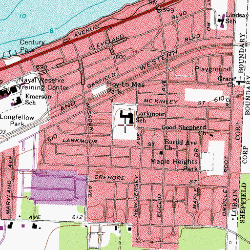 Topographic Map of Larkmoor Elementary School, OH
