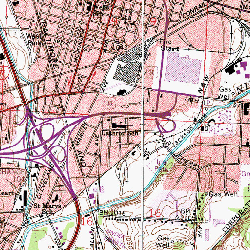 Topographic Map of Lathrop Elementary School, OH