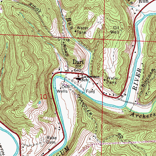 Topographic Map of Lawrence Elementary School, OH