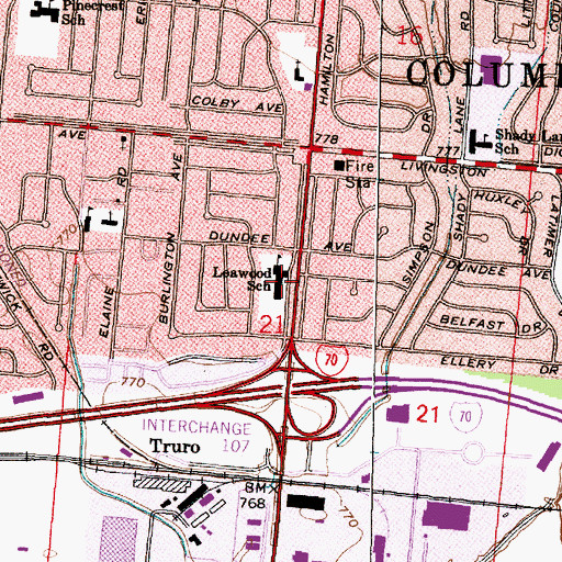 Topographic Map of Leawood Elementary School, OH