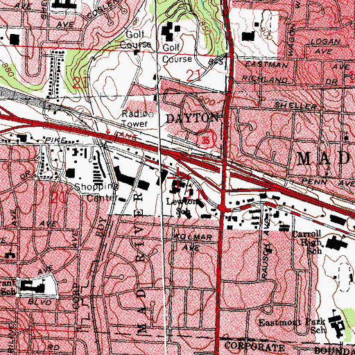 Topographic Map of Lewton Elementary School, OH