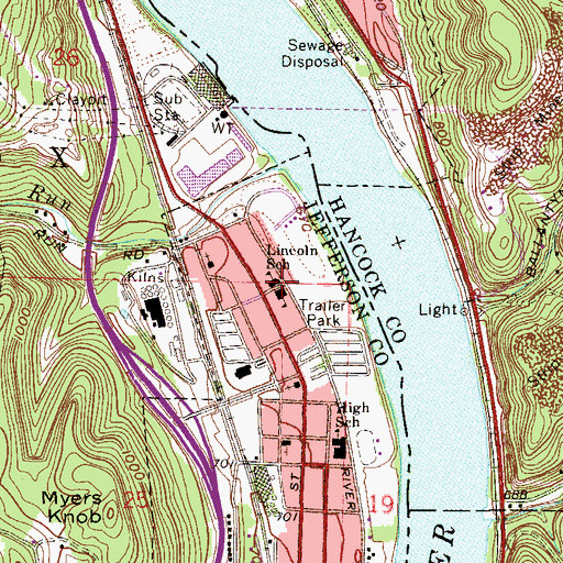 Topographic Map of Lincoln Elementary School, OH