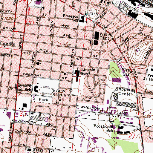 Topographic Map of Lincoln Elementary School, OH