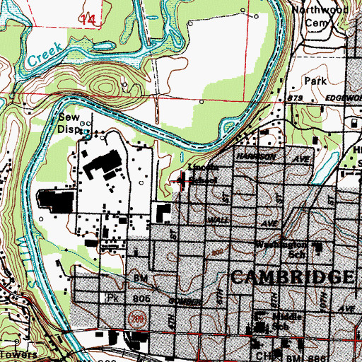 Topographic Map of Lincoln Elementary School, OH