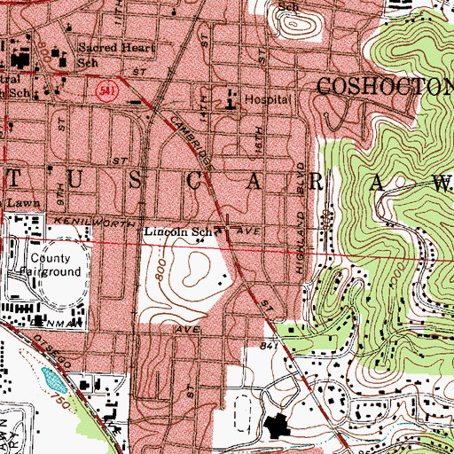 Topographic Map of Lincoln Elementary School, OH