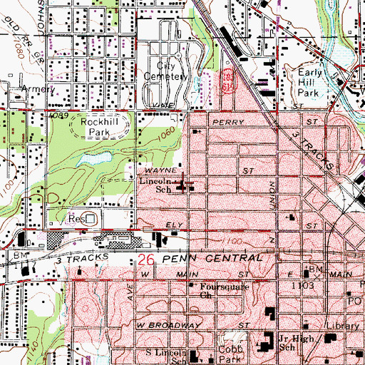 Topographic Map of North Lincoln Elementary School, OH