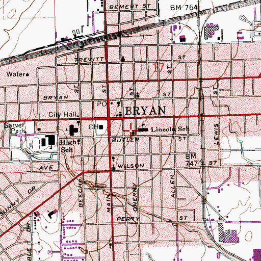 Topographic Map of Lincoln Elementary School, OH