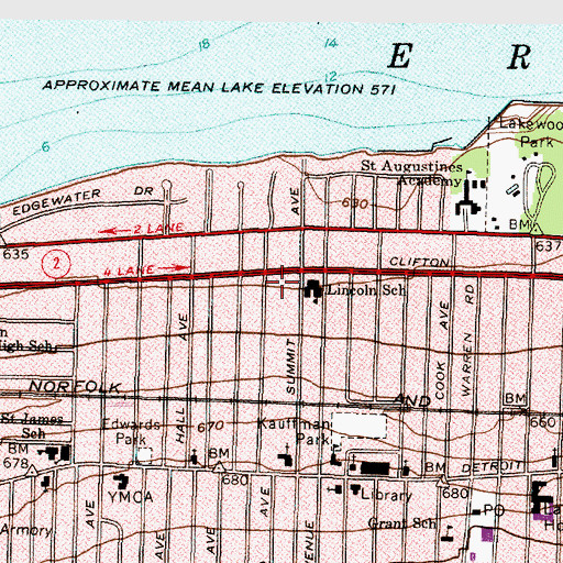 Topographic Map of Lincoln Elementary School, OH