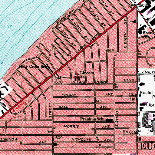 Topographic Map of Lincoln Elementary School, OH