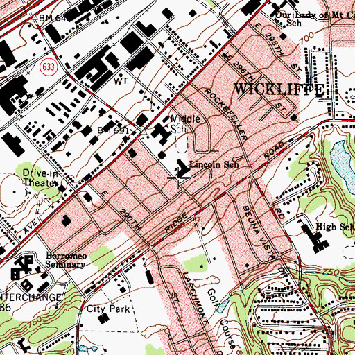 Topographic Map of Lincoln Elementary School, OH