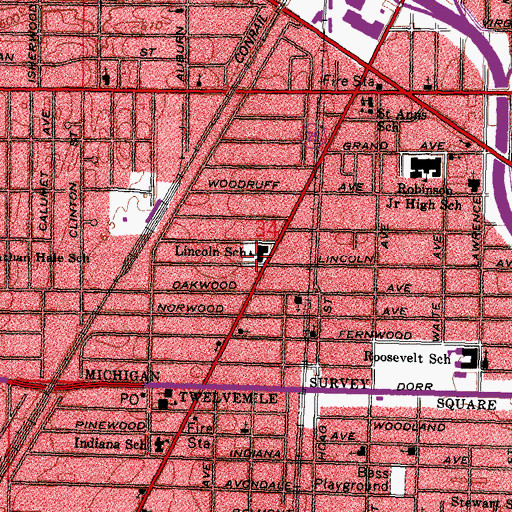 Topographic Map of Lincoln Academy for Boys, OH