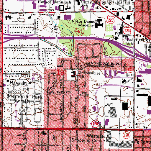 Topographic Map of Lincolnshire Elementary School, OH