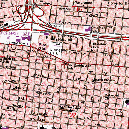 Topographic Map of Livingston Avenue Elementary School, OH