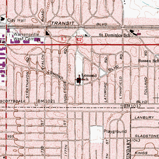 Topographic Map of Lomond Elementary School, OH