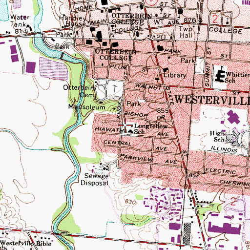 Topographic Map of Longfellow Elementary School, OH